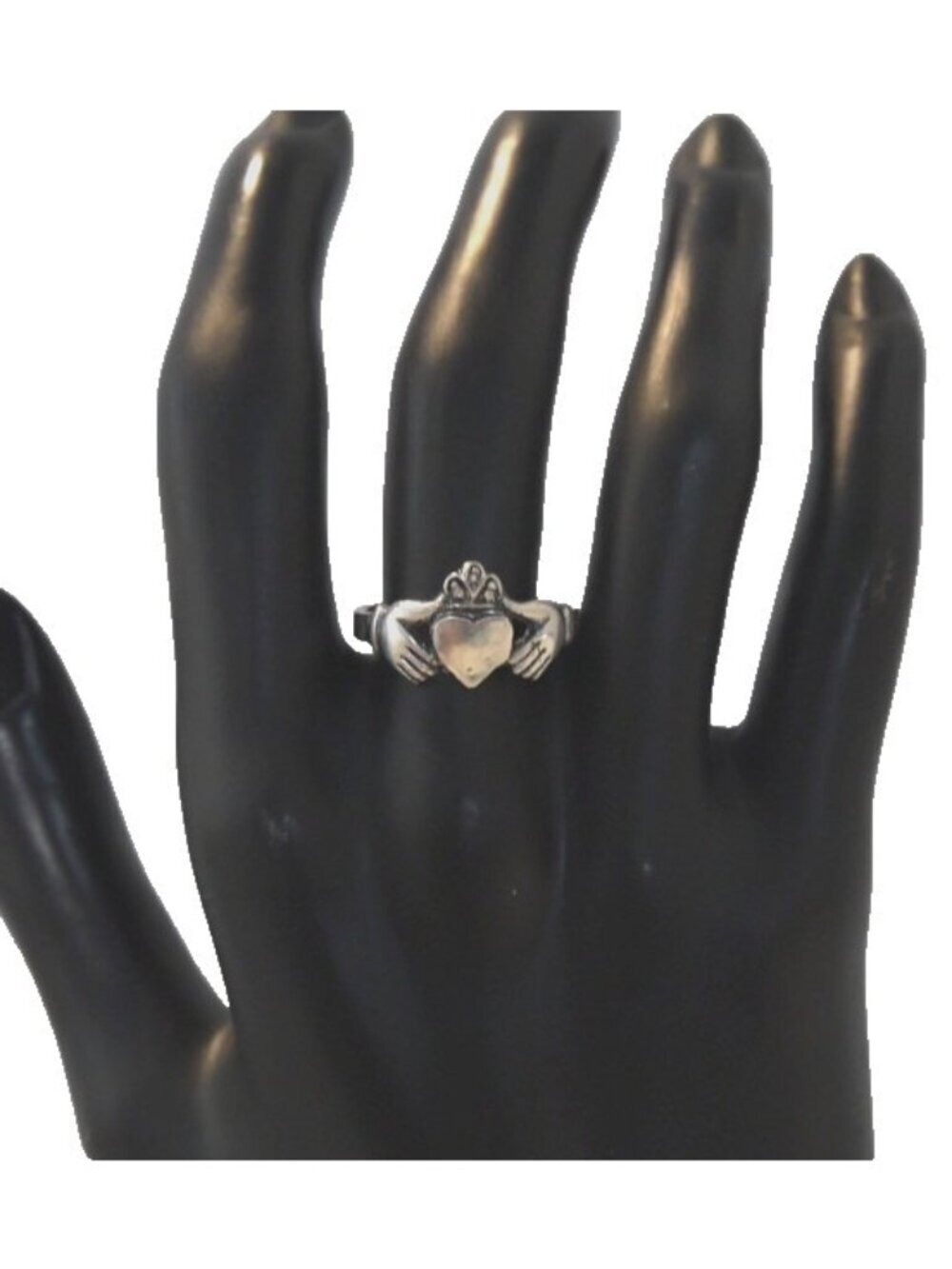 Vintage handmade 925 Silver ring with hands and heart size 8.75